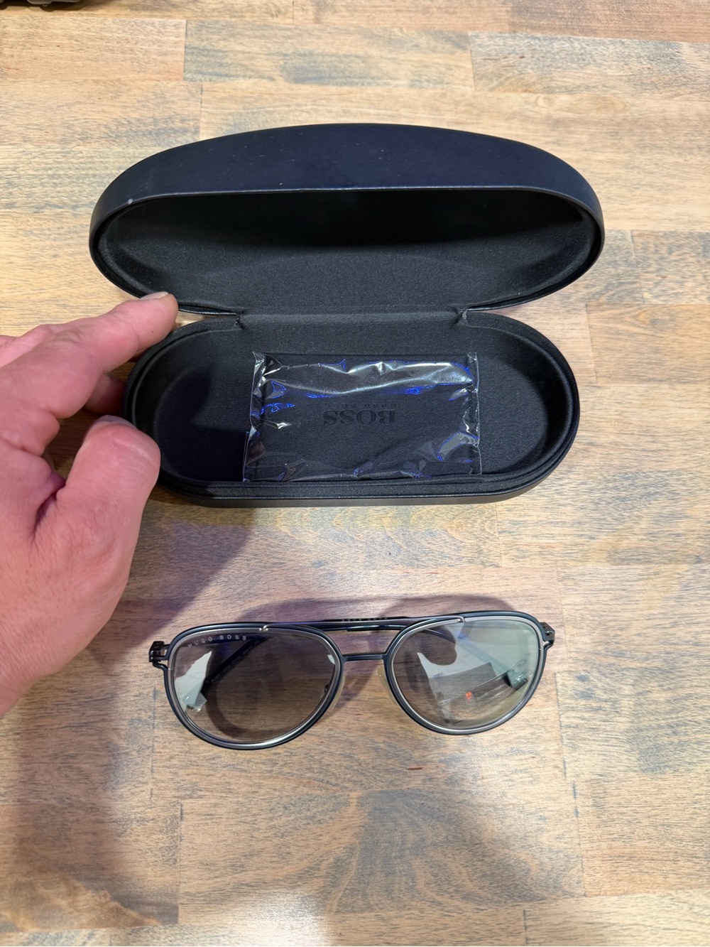 Boss Black Aviator Sunglasses with Gray Gradient Lenses